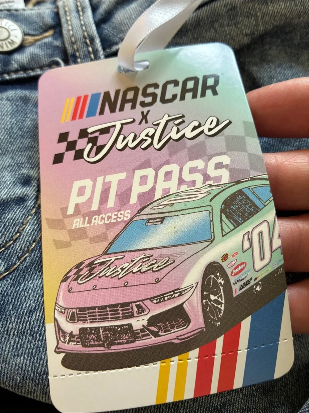 NASCAR x Justice Light Wash Denim Jeans And Bandana - Multiple Sizes